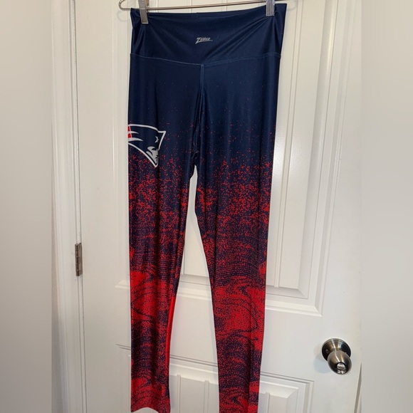 NFL Blue and Red Gradient Leggings with Team Pattern - Picture 1 of 10